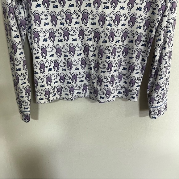 Roller Rabbit Monkey Lavender Long Sleeve Polo Pajama Top - Picture 9 of 12